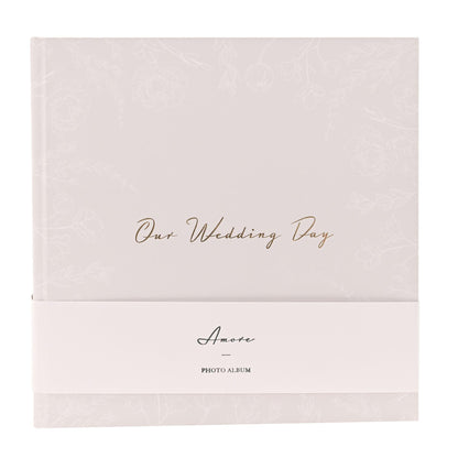 Grey - Close up - Our Wedding Day' Grey Floral Photo Album 5 x 7 50 pages