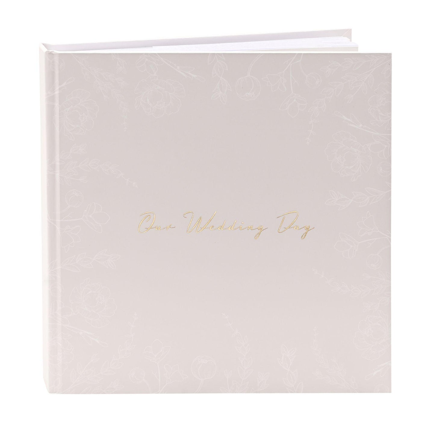 Grey - Front - Our Wedding Day' Grey Floral Photo Album 5 x 7 50 pages