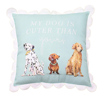 Light Green - Front - The Wildlife by Ling Designs Cushion 50cm x 50cm My Dog Is Cuter Than Yours