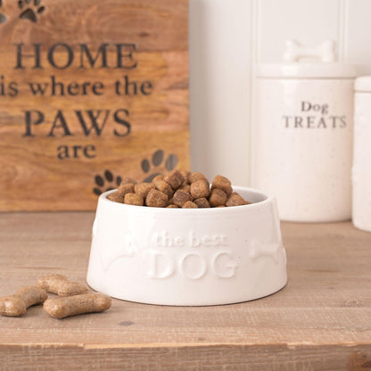 White - Back - Best Of Breed Paw Prints Large Dog Bowl - The Best Dog