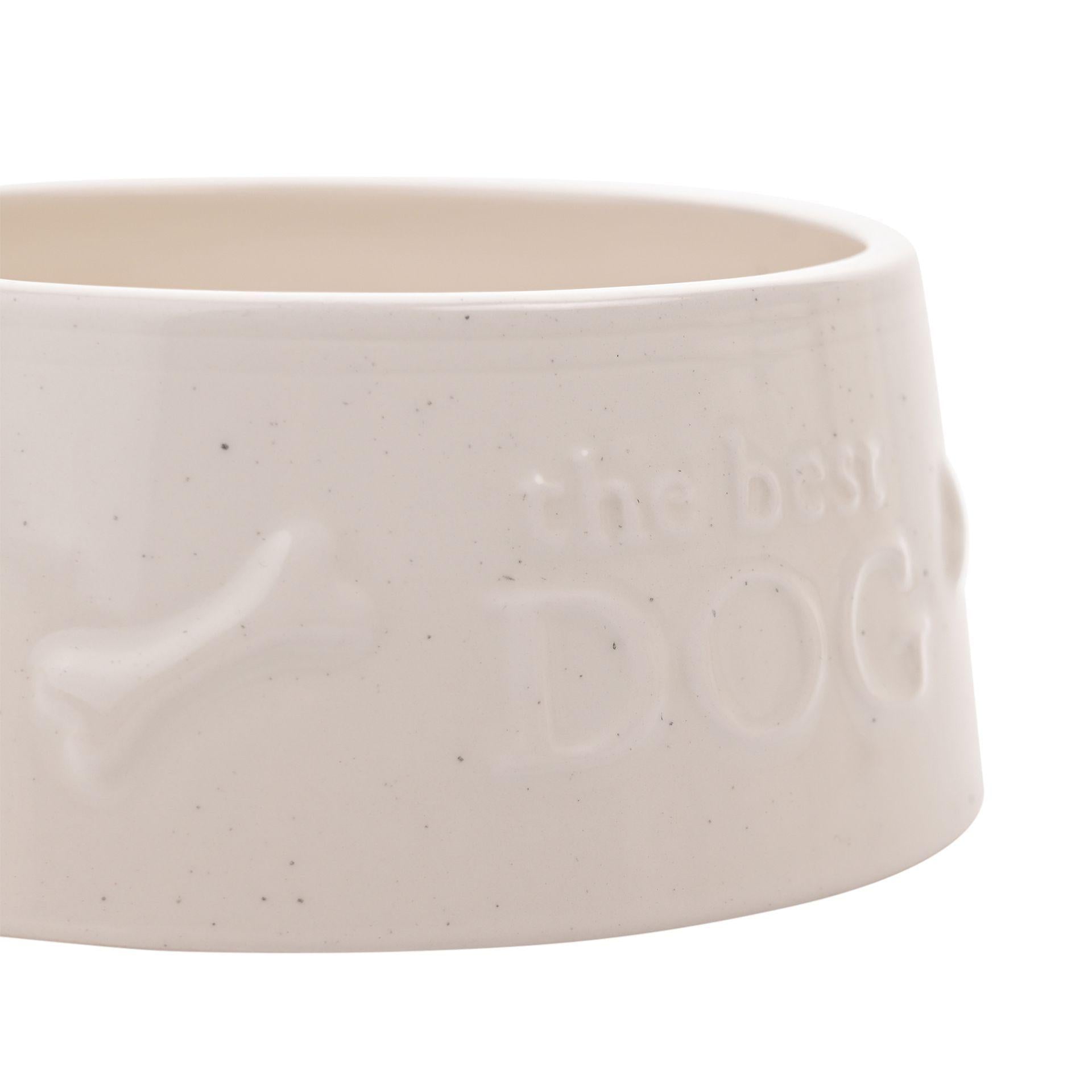 White - Side - Best Of Breed Paw Prints Large Dog Bowl - The Best Dog