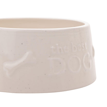 White - Side - Best Of Breed Paw Prints Large Dog Bowl - The Best Dog