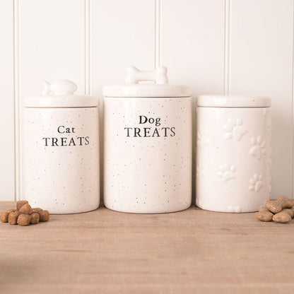 White - Side - Best of Breed Paw Prints Treat Jar - Dog