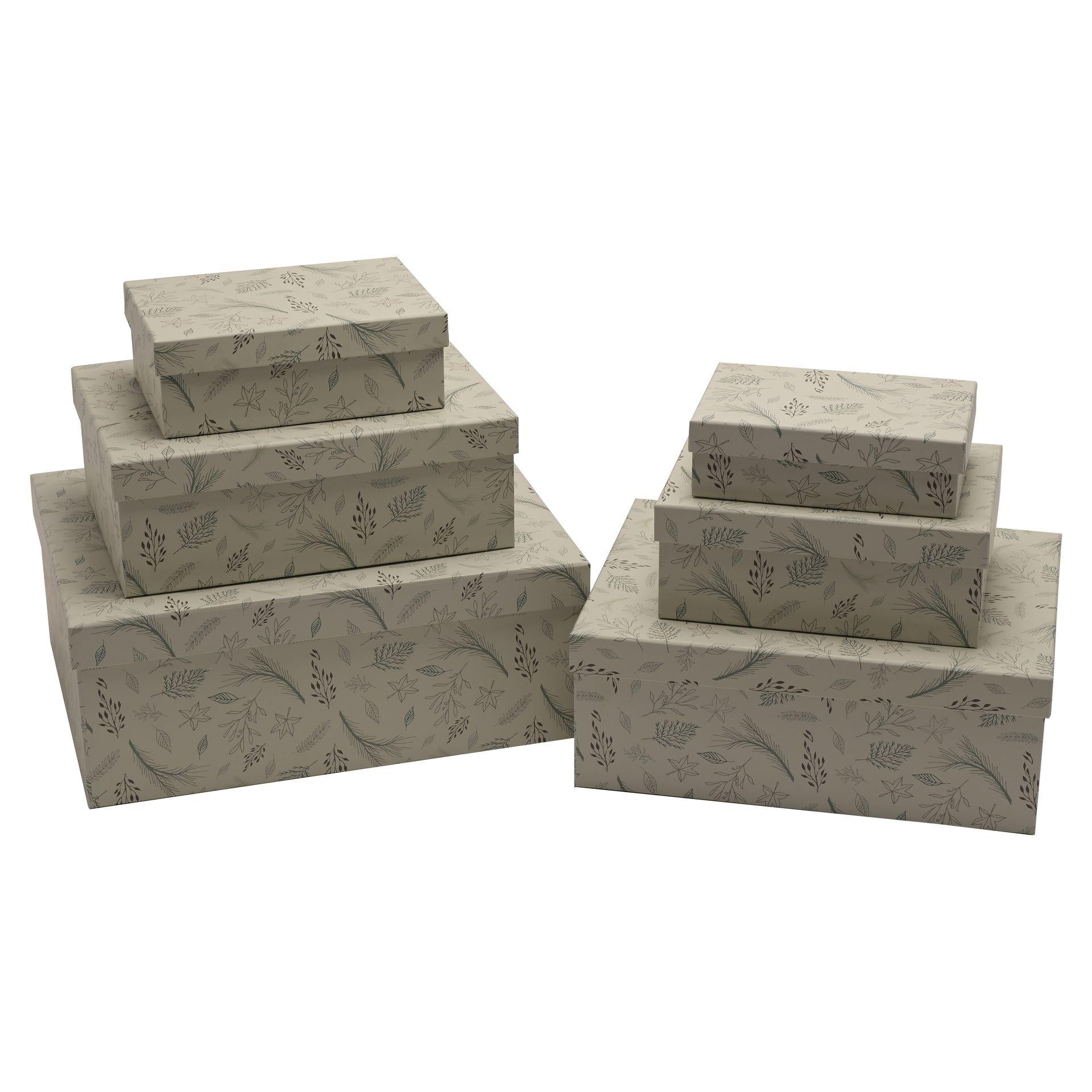 Green - Front - Set of 6 nested Winter Wilds Gift Boxes