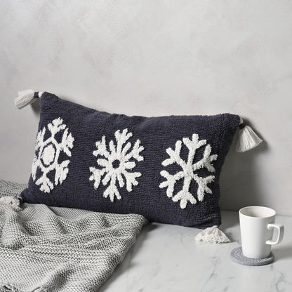 Grey - Back - Snowlake Cushion with Tassles