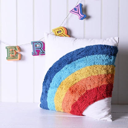 Multi-coloured - Back - Rainbow Tufted Cushion 45CM X 45CM