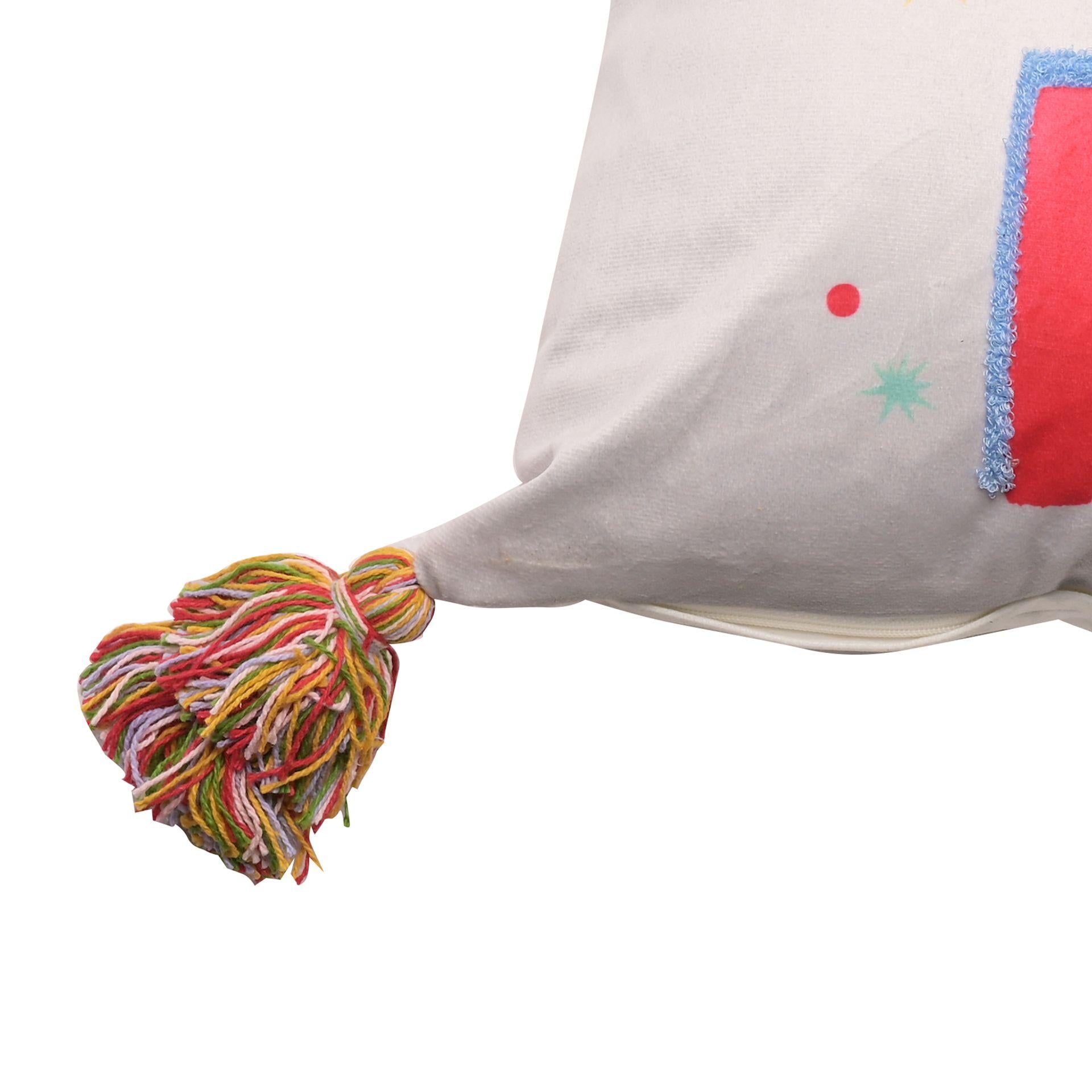 Grey - Back - HoHoHo Cushion with Tassels