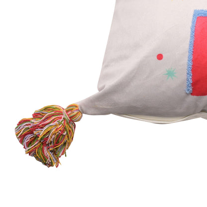 Grey - Back - HoHoHo Cushion with Tassels