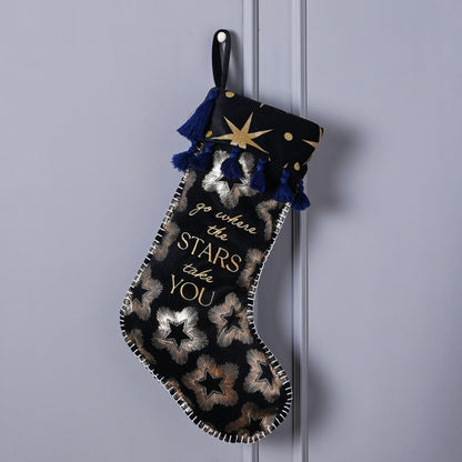Blue - Back - Black Velvet Stocking 'Go Where The Stars Take You'