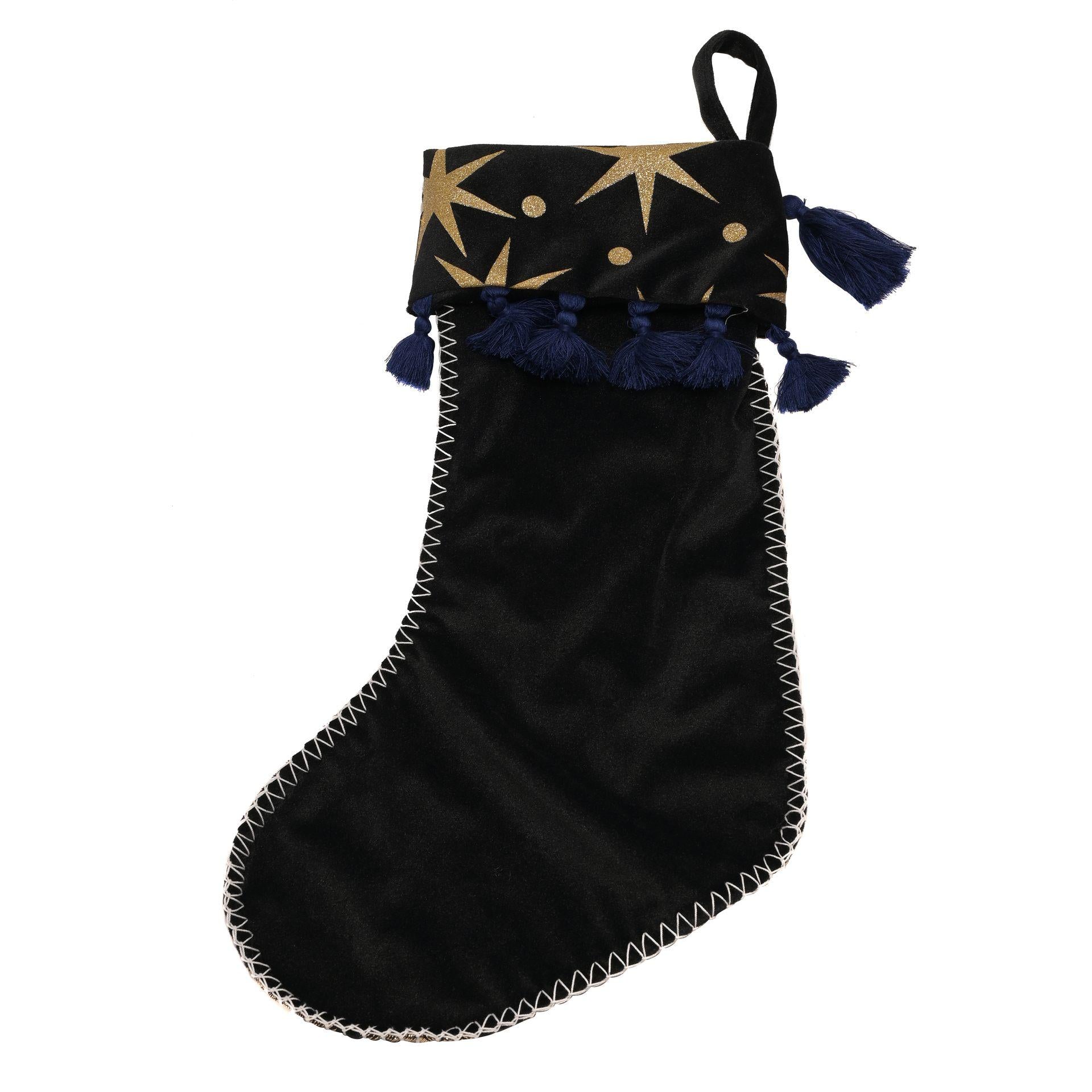 Blue - Side - Black Velvet Stocking 'Go Where The Stars Take You'