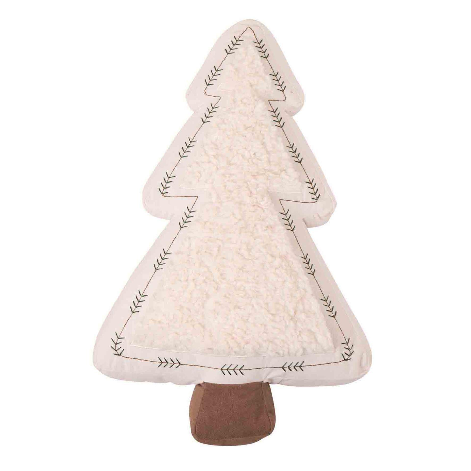 White - Front - Fabric Tree Shaped Cushion