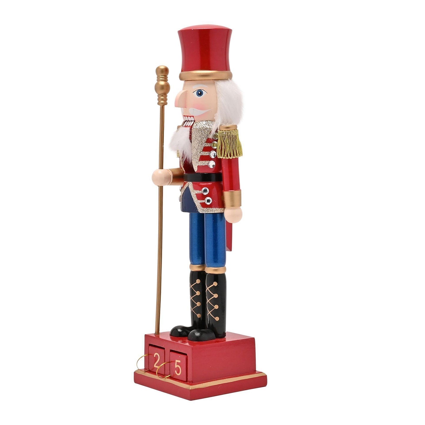 Red - Side - Nutcracker Perpetual Calendar 40cm