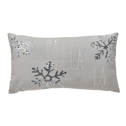 Grey - Front - Beaded Cushion Fa La La - Rectangular