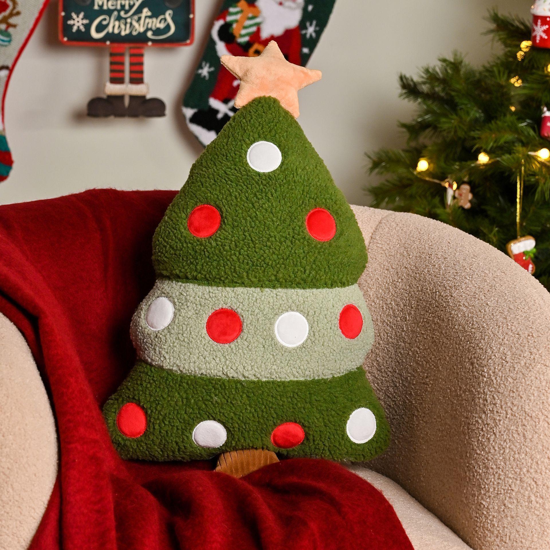 Green - Back - Christmas Tree Shaped Cushion 61cm
