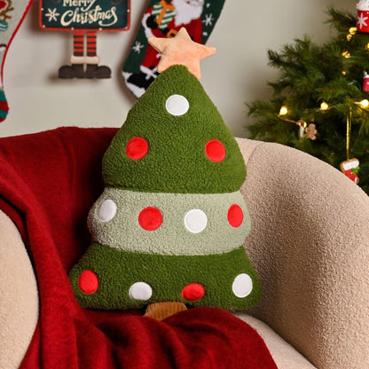 Green - Back - Christmas Tree Shaped Cushion 61cm