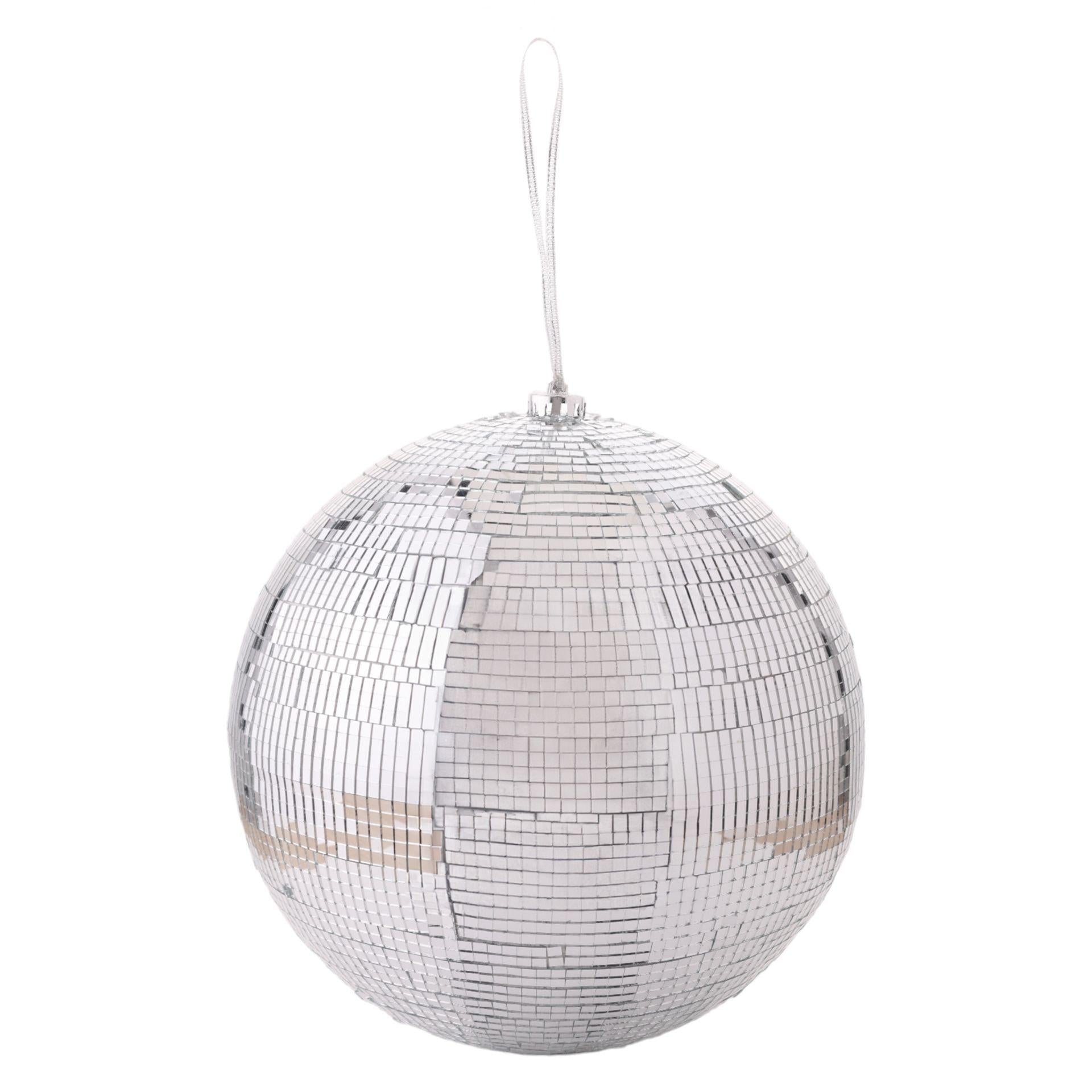 Silver - Front - Disco Tiled Hanging Decoration - Large Disco Ball