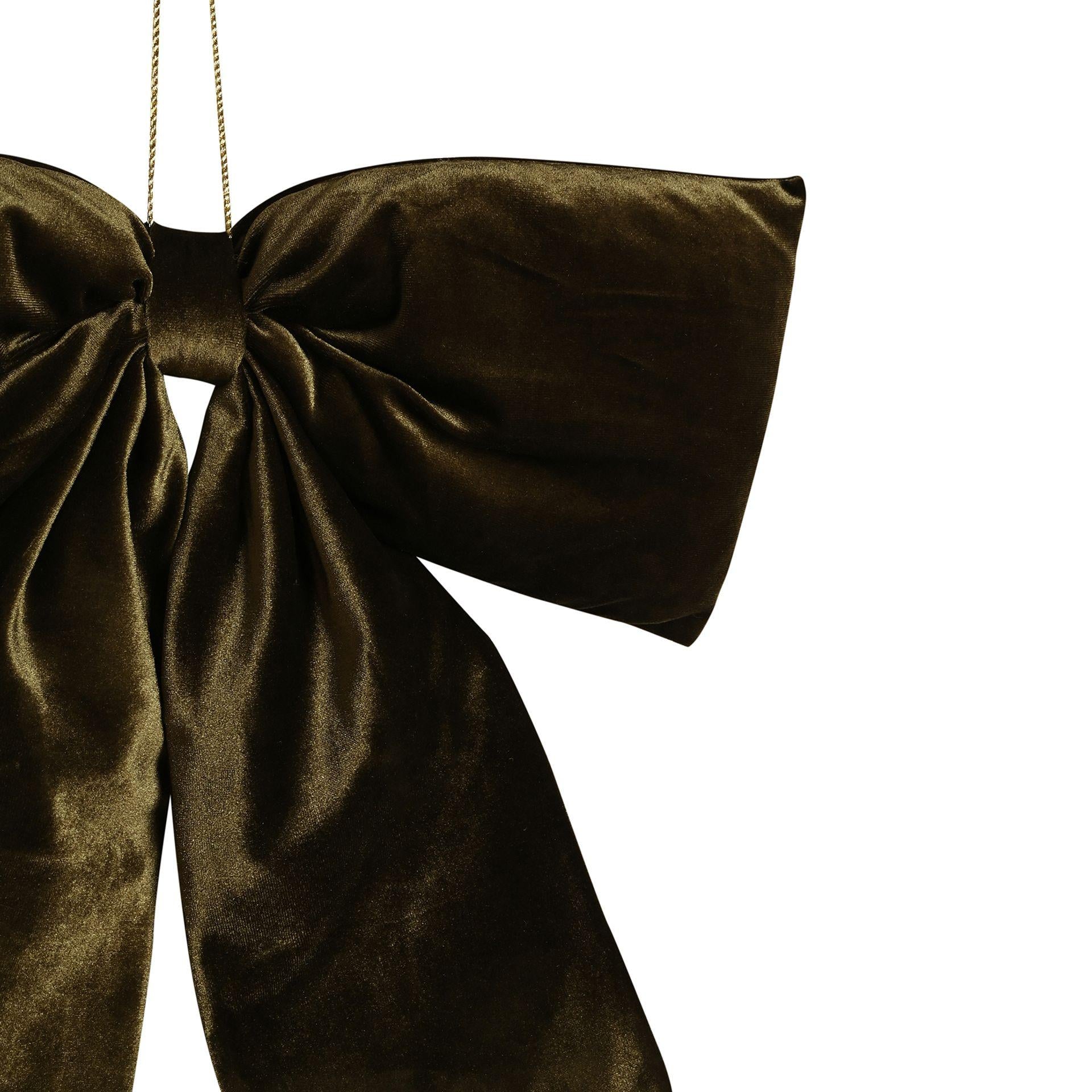 green - Back - Velvet Bow Hanger 50 x 40cm Dark Green