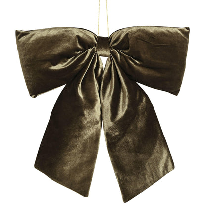 green - Front - Velvet Bow Hanger 50 x 40cm Dark Green