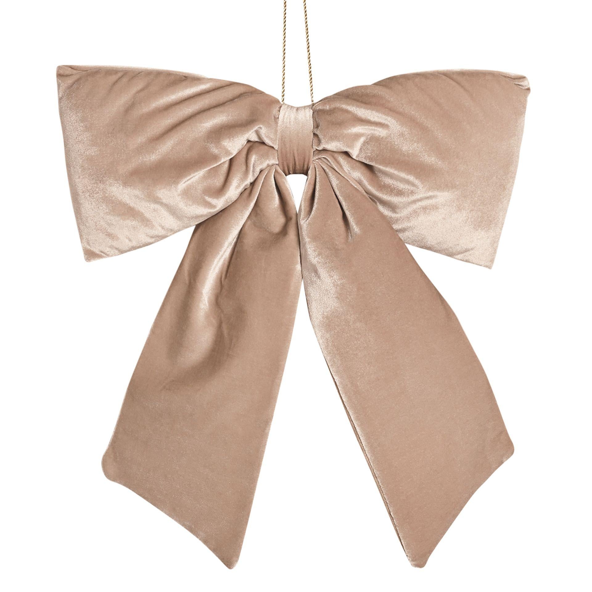 Off white - Front - Velvet Bow Hanger 50 x 40cm Taupe
