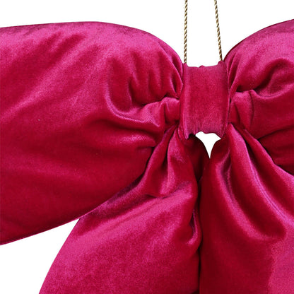 pink - Back - Raspberry Pink Velvet Hanging Bow