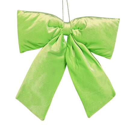green - Front - Bright Green Velvet Hanging Bow 50 x 40cm