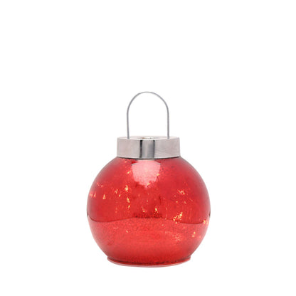 Red - Back - Red Mercury Glass LED Fairy Light Bauble Ornament - 16cm