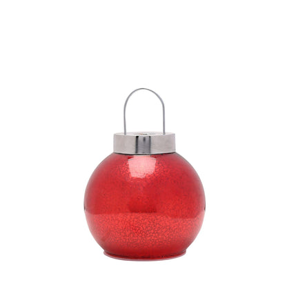 Red - Front - Red Mercury Glass LED Fairy Light Bauble Ornament - 16cm