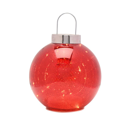 Red - Back - Red Mercury Glass LED Fairy Light Bauble Ornament - 20cm