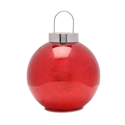 Red - Front - Red Mercury Glass LED Fairy Light Bauble Ornament - 20cm