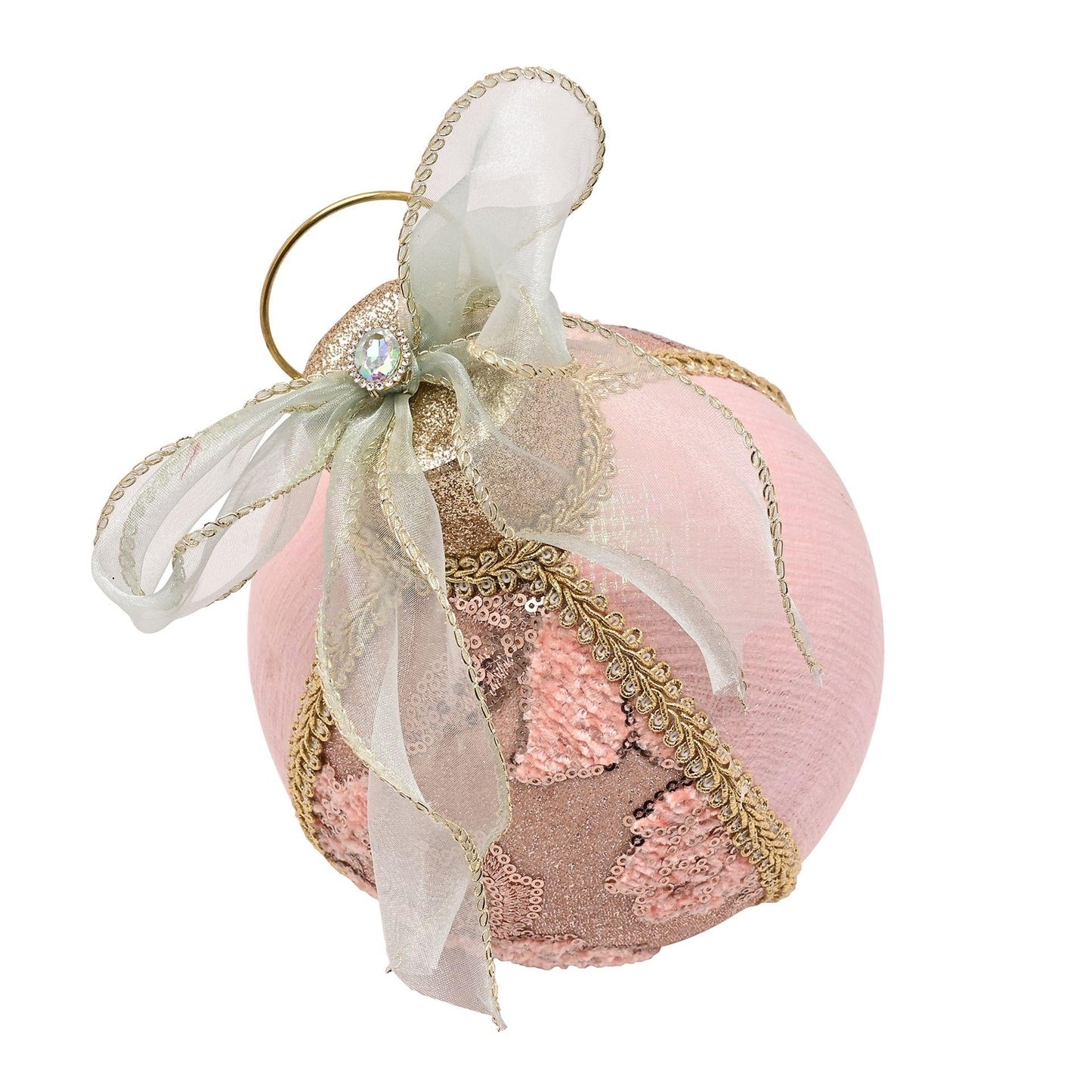 Pink - Back - Blush Pink Bauble Decoration - 22cm