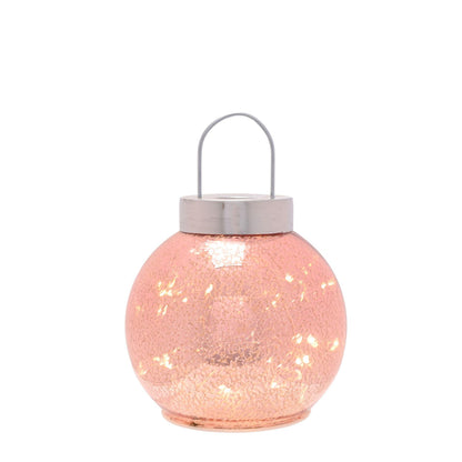 Pink - Side - Blush Pink Mercury Glass LED Fairy Light Bauble Ornament - 16cm