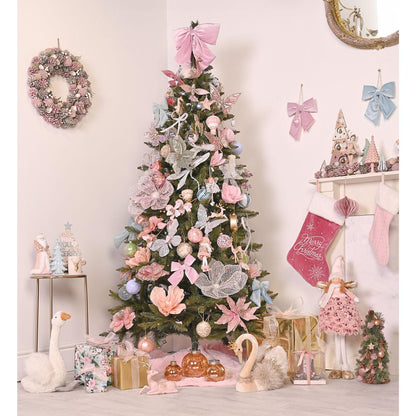 Pink - Lifestyle - Blush Pink Mercury Glass LED Fairy Light Bauble Ornament - 16cm