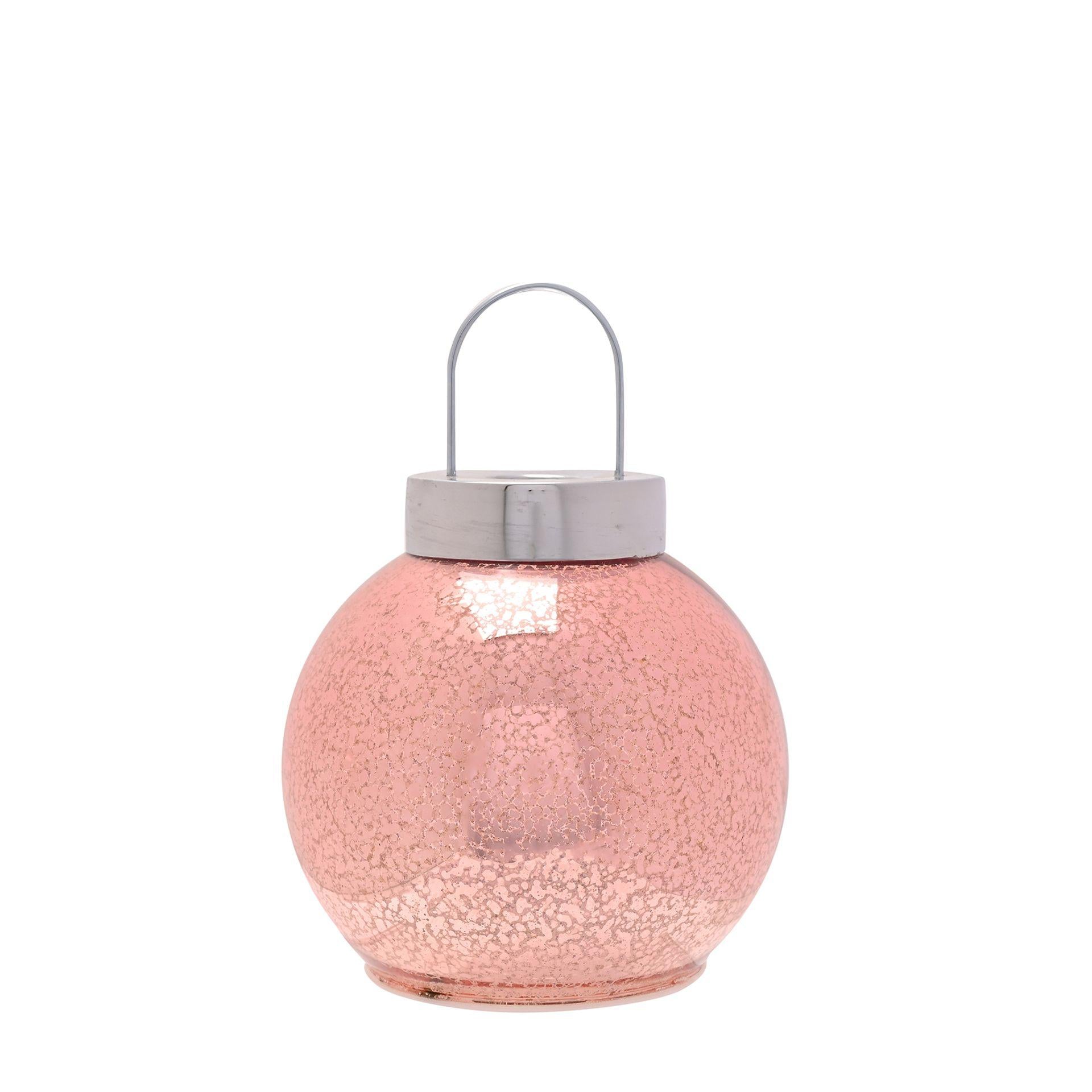 Pink - Front - Blush Pink Mercury Glass LED Fairy Light Bauble Ornament - 16cm