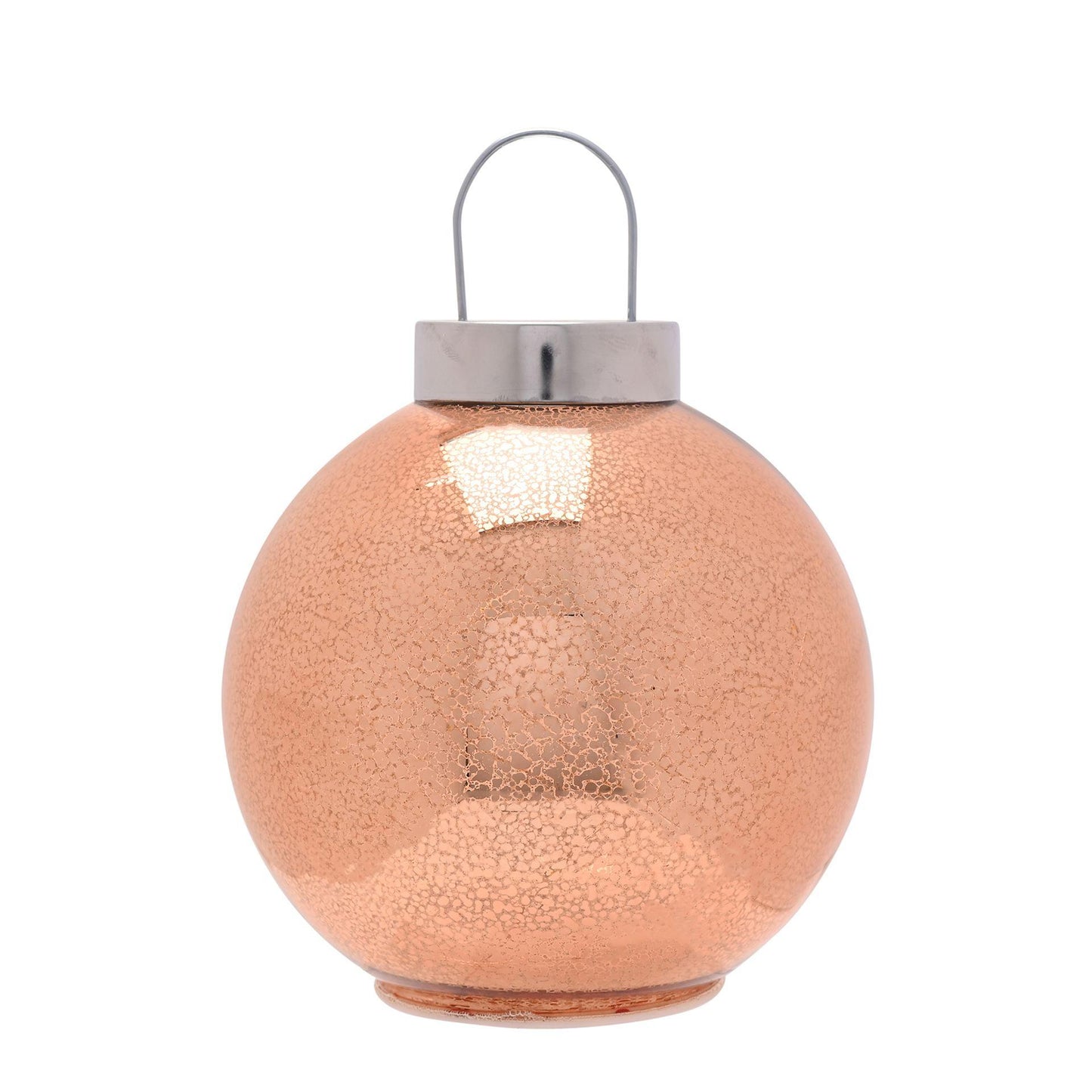 Champagne - Front - Rose Champagne Mercury Glass LED Fairy Light Bauble Ornament - 20cm