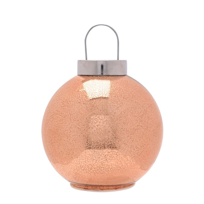 Champagne - Front - Rose Champagne Mercury Glass LED Fairy Light Bauble Ornament - 20cm