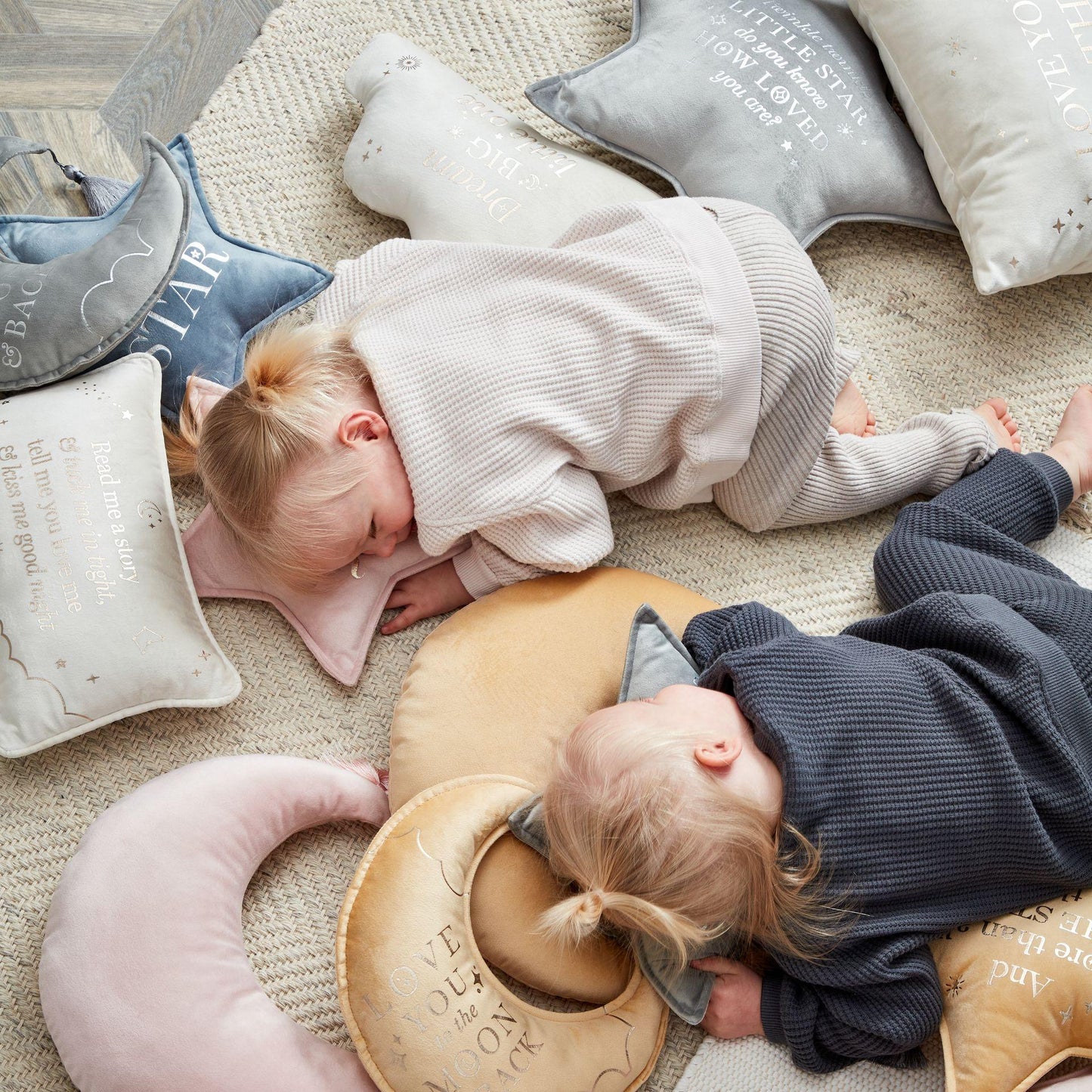 Grey - Lifestyle - Bambino Velvet Star Cushion Twinkle 44cm