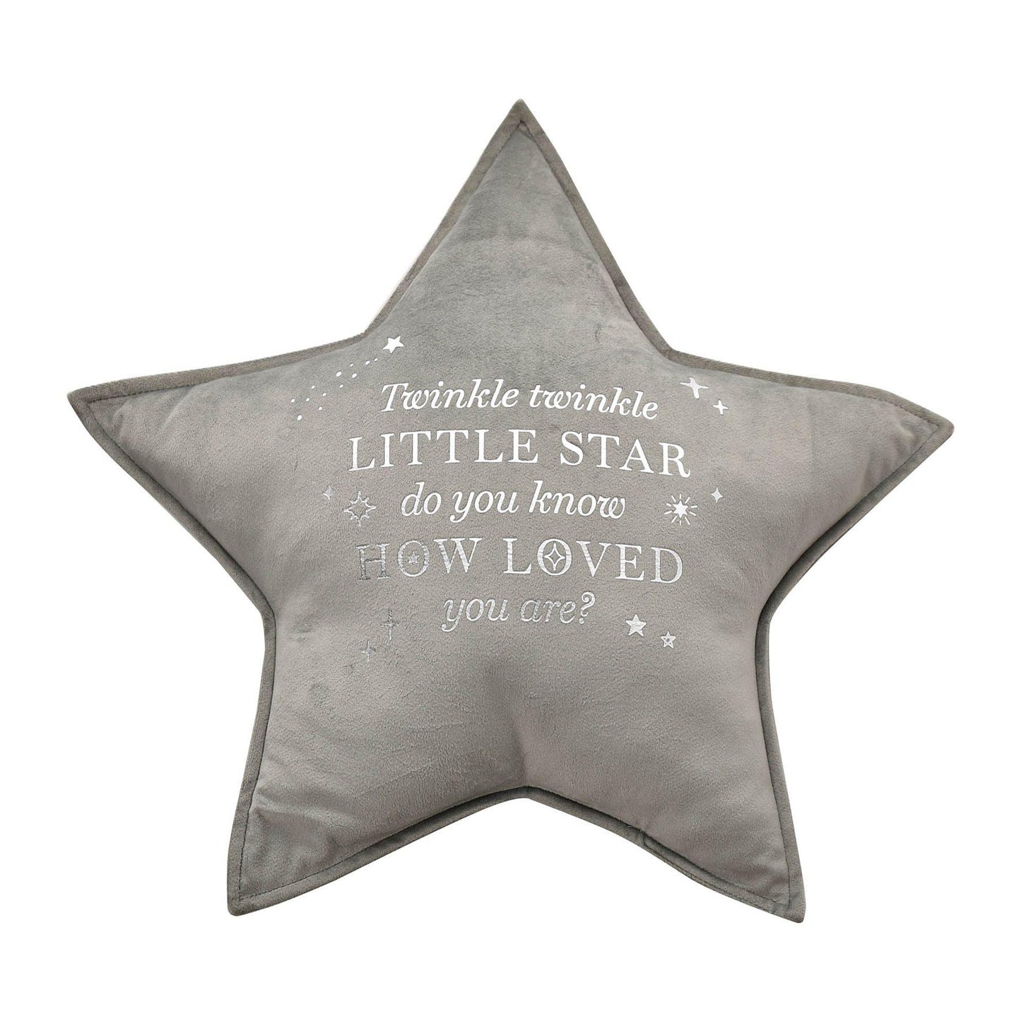 Grey - Front - Bambino Velvet Star Cushion Twinkle 44cm