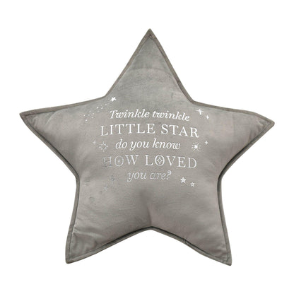 Grey - Front - Bambino Velvet Star Cushion Twinkle 44cm