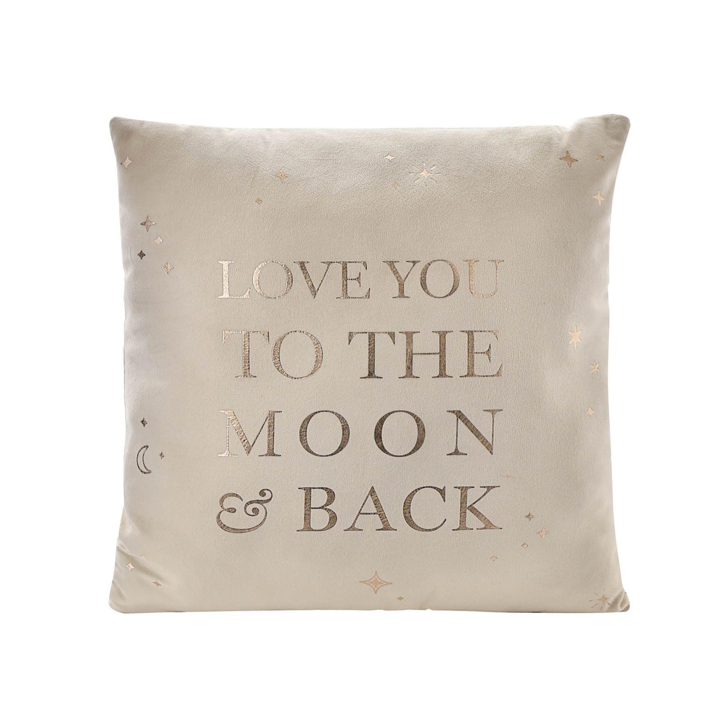 White - Front - Bambino Velvet Square Cushion Moon & Back 40cm