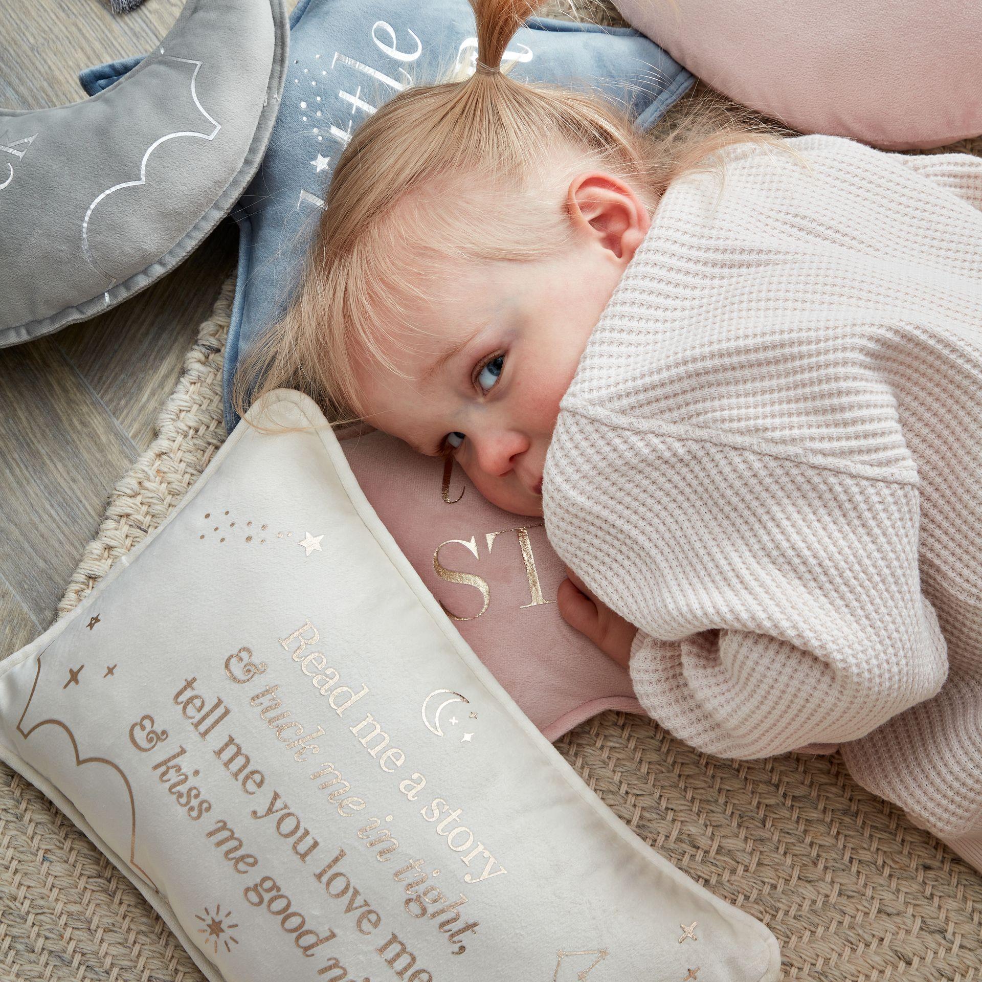 White - Back - Bambino Rectangle Velvet Cushion Read Me A Story 33cm