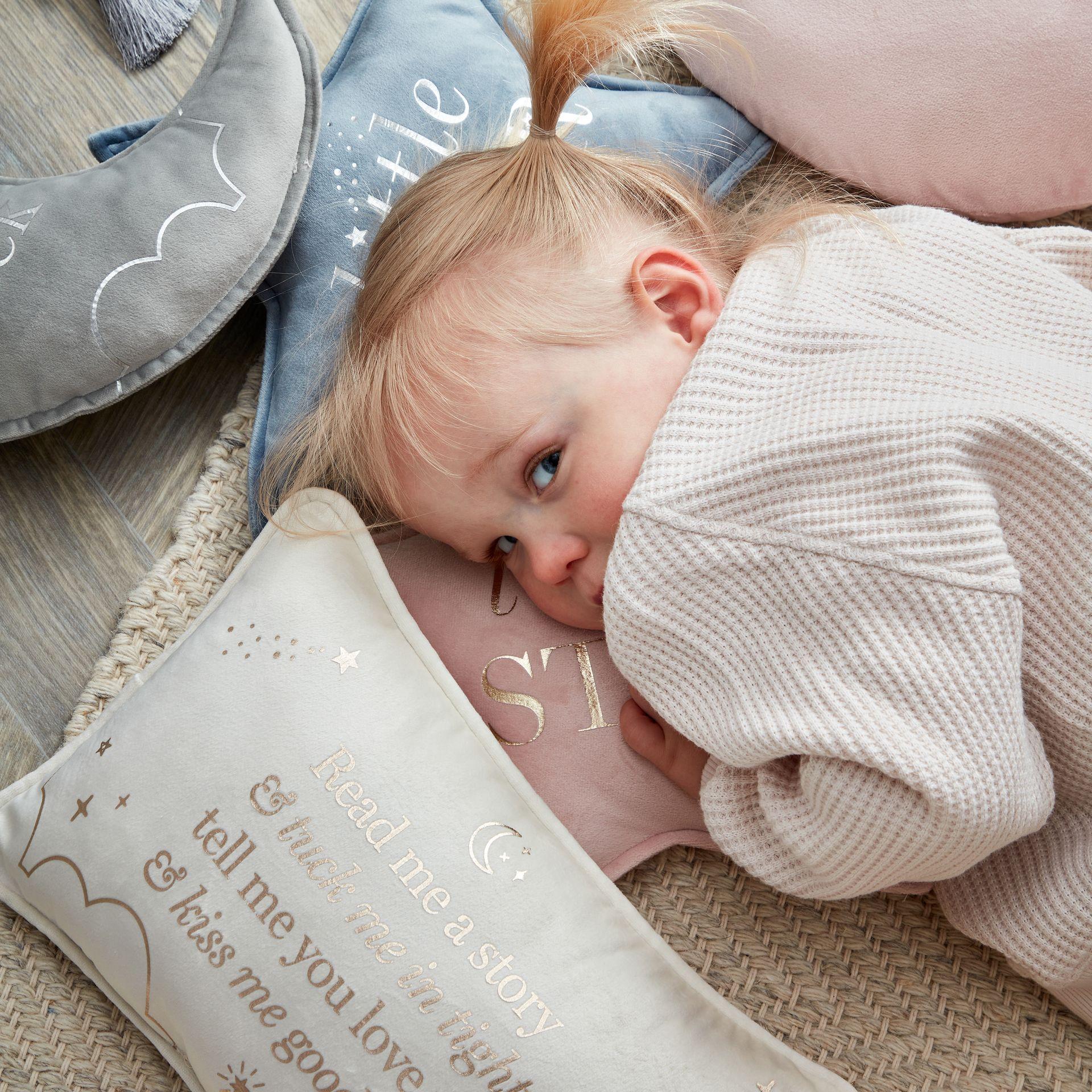 White - Side - Bambino Rectangle Velvet Cushion Read Me A Story 33cm