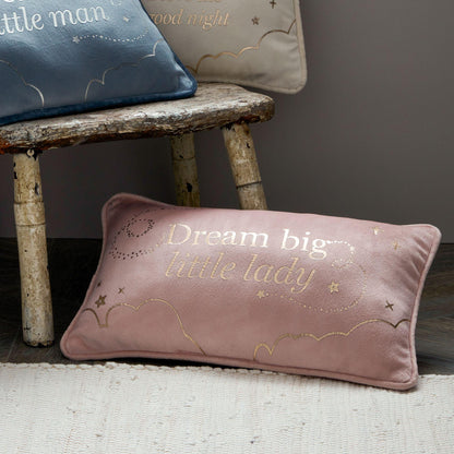 Blush - Back - Bambino Rectangle Velvet Cushion Little Lady 33cm
