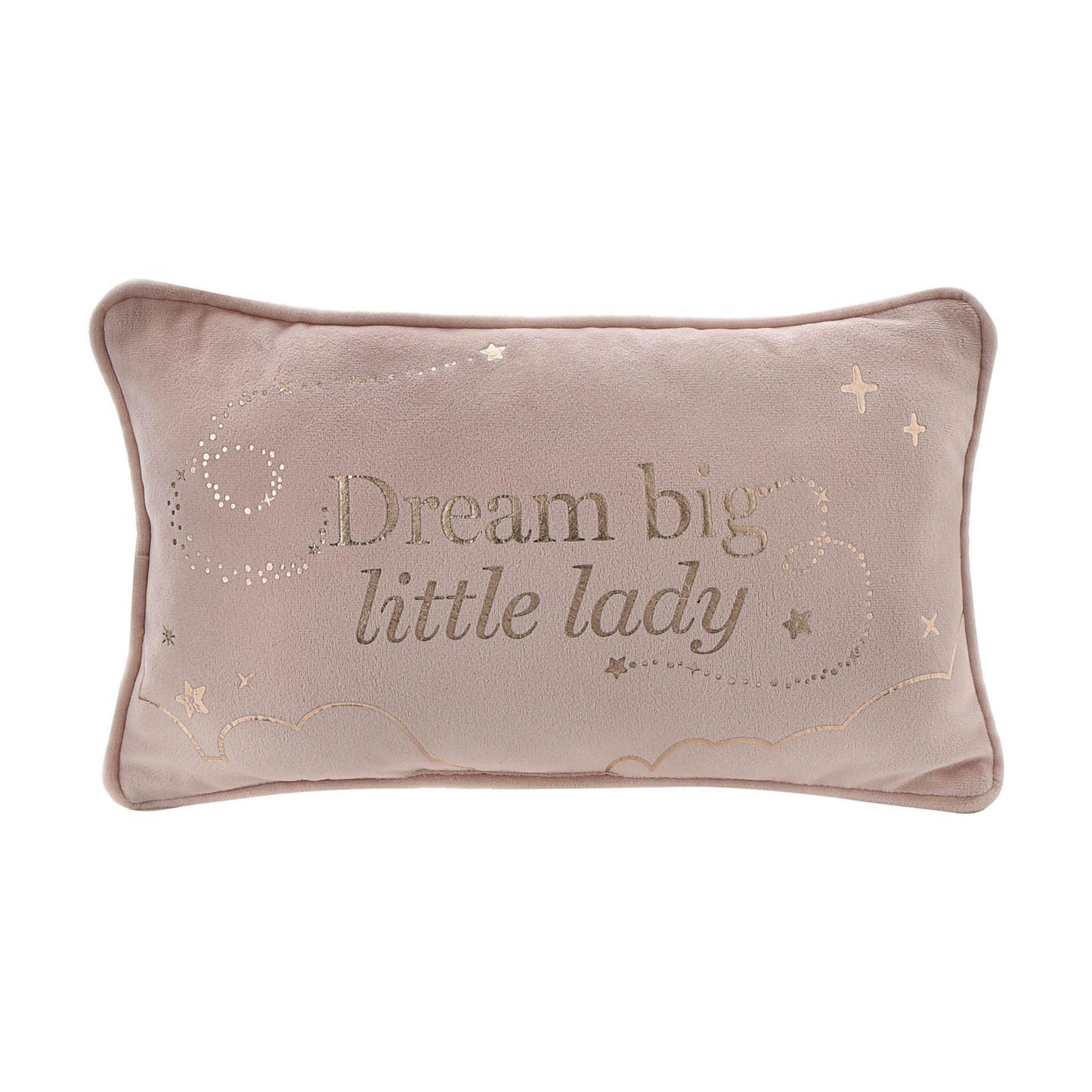 Blush - Front - Bambino Rectangle Velvet Cushion Little Lady 33cm