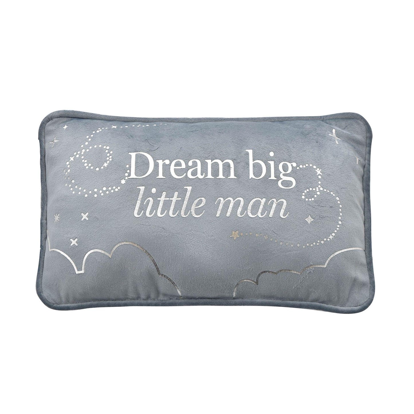Blue - Front - Bambino Rectangle Velvet Cushion Little Man 33cm