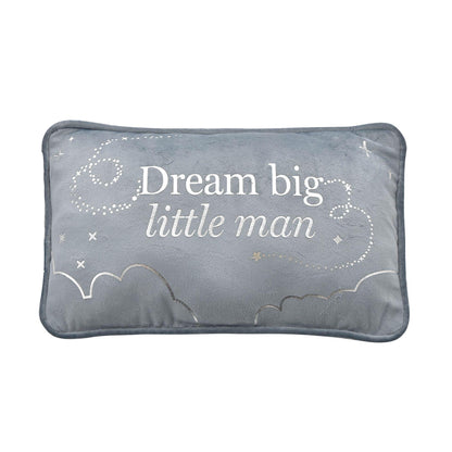 Blue - Front - Bambino Rectangle Velvet Cushion Little Man 33cm