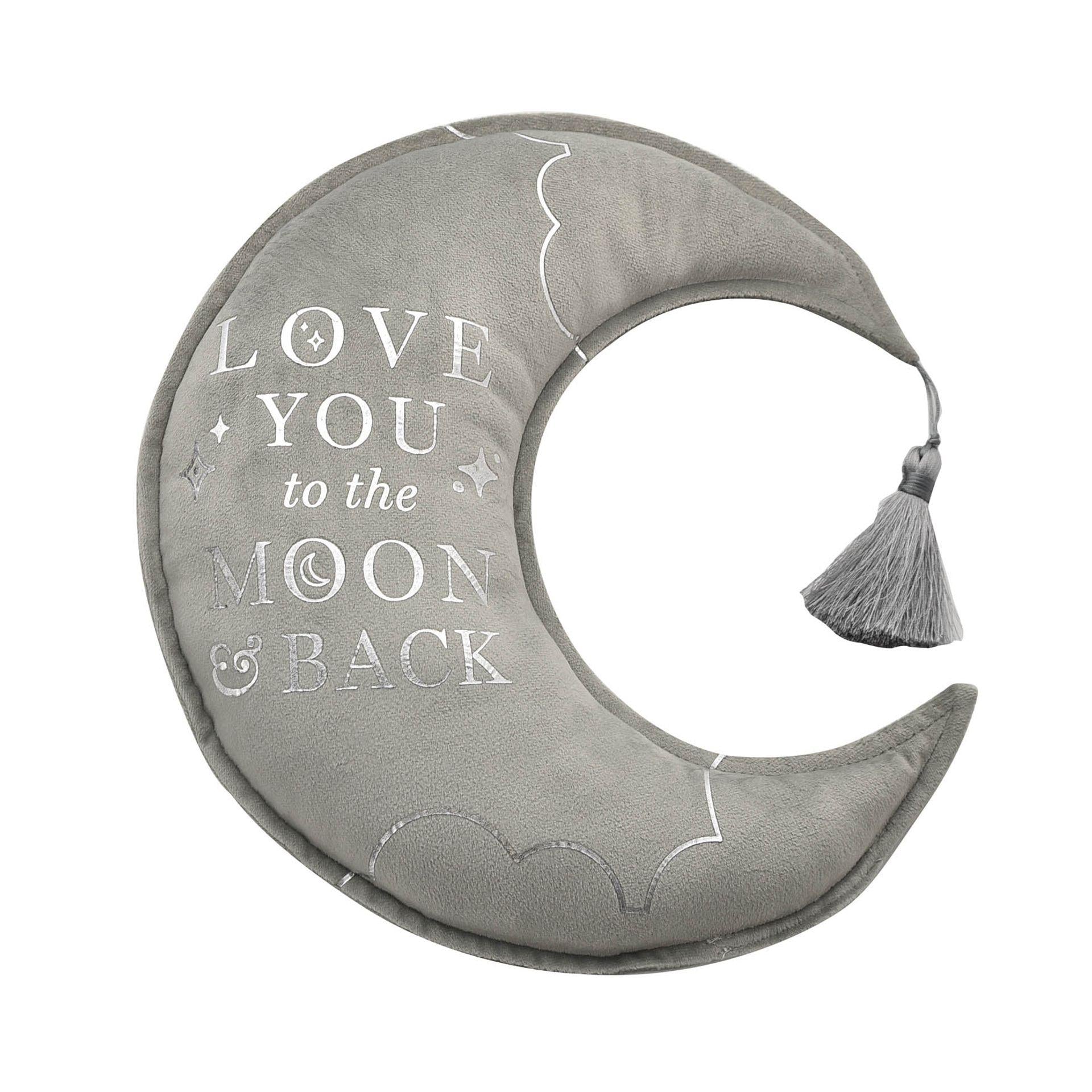 Grey - Back - Bambino Velvet Moon & Star Cushion 32cm Grey