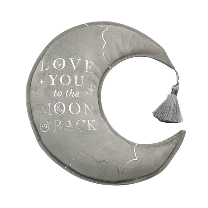 Grey - Back - Bambino Velvet Moon & Star Cushion 32cm Grey