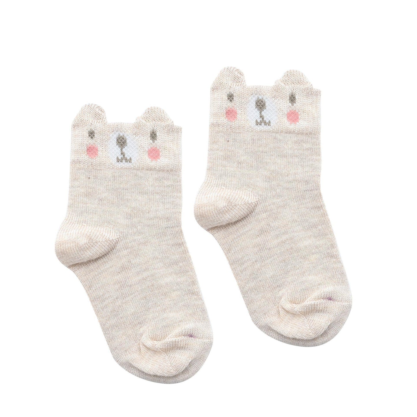 Beige - Pack Shot - Bambino Socks Unisex Bear Gift Pack of 5 Pairs