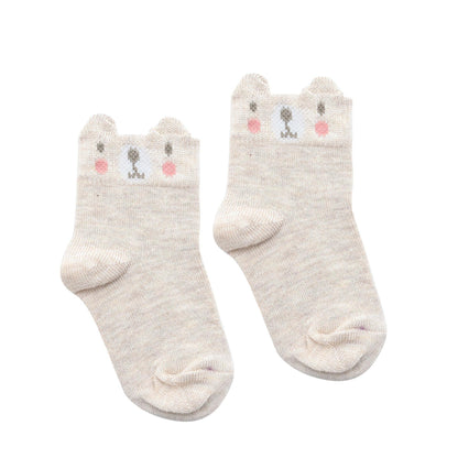 Beige - Pack Shot - Bambino Socks Unisex Bear Gift Pack of 5 Pairs