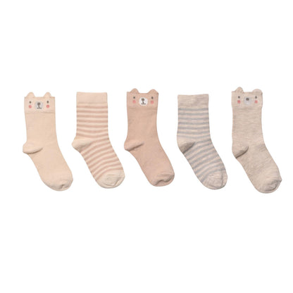 Beige - Front - Bambino Socks Unisex Bear Gift Pack of 5 Pairs